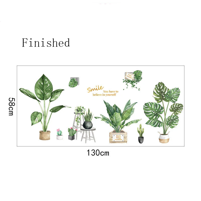 

Turtle Leaf Wall Stickers For Home Bedroom Living Room PVC Movable Green Plants Wall Sticker Background Decor Wall Stickers