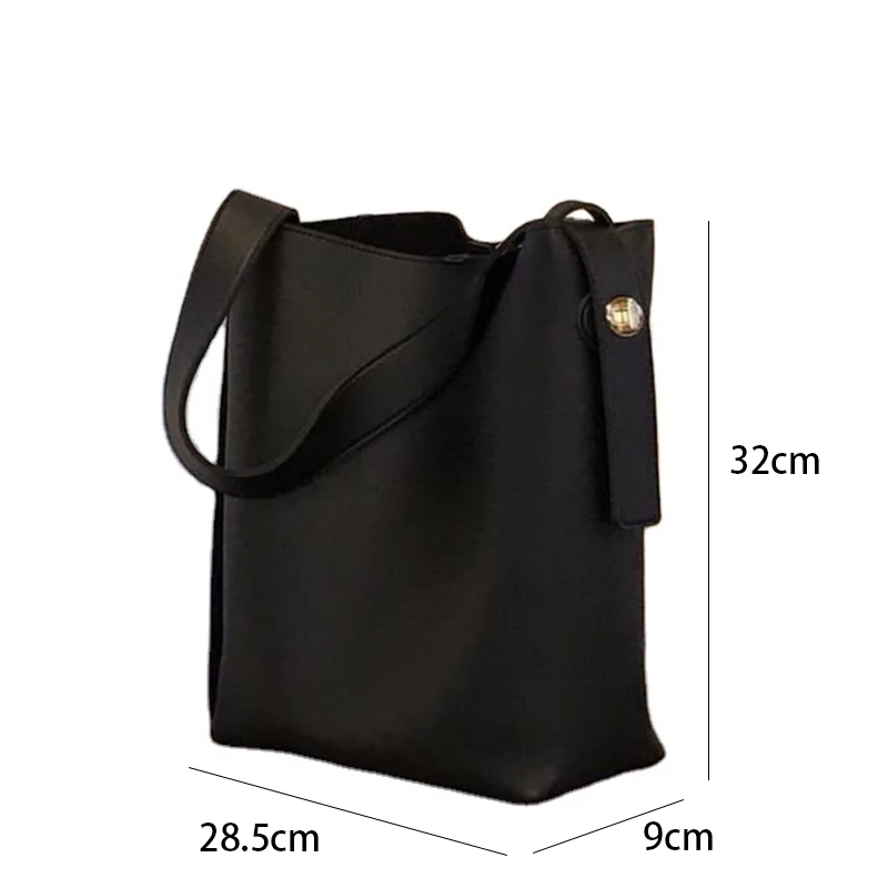 

Casual Women Shoulder Bags PU Leather Turn Lock Bucket Crossbody Bags for Female Large Capacity Handbag Shopping Bag Totes