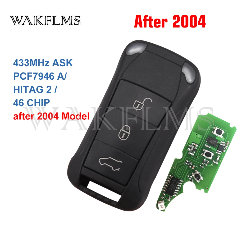 Флип накопитель с 3 кнопками 433 МГц PCF7946A для Porsche Для Cayenne 2004 2005 2006 2007 2008 2009 2010