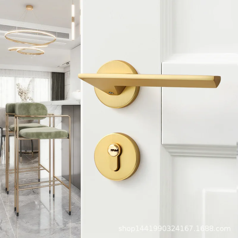 Дверной замок для помещений бесшумный Магнитный деревянный с щеткой золотого