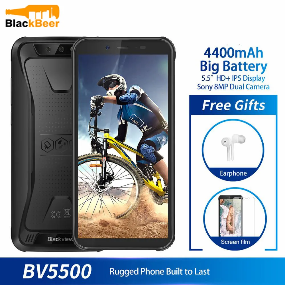 

Original Blackview BV5500 5.5" IP68 Waterproof Rugged Outdoor Smartphone 2GB+16GB Android 8.1 4400mAh Dual SIM 18:9 Mobile Phone