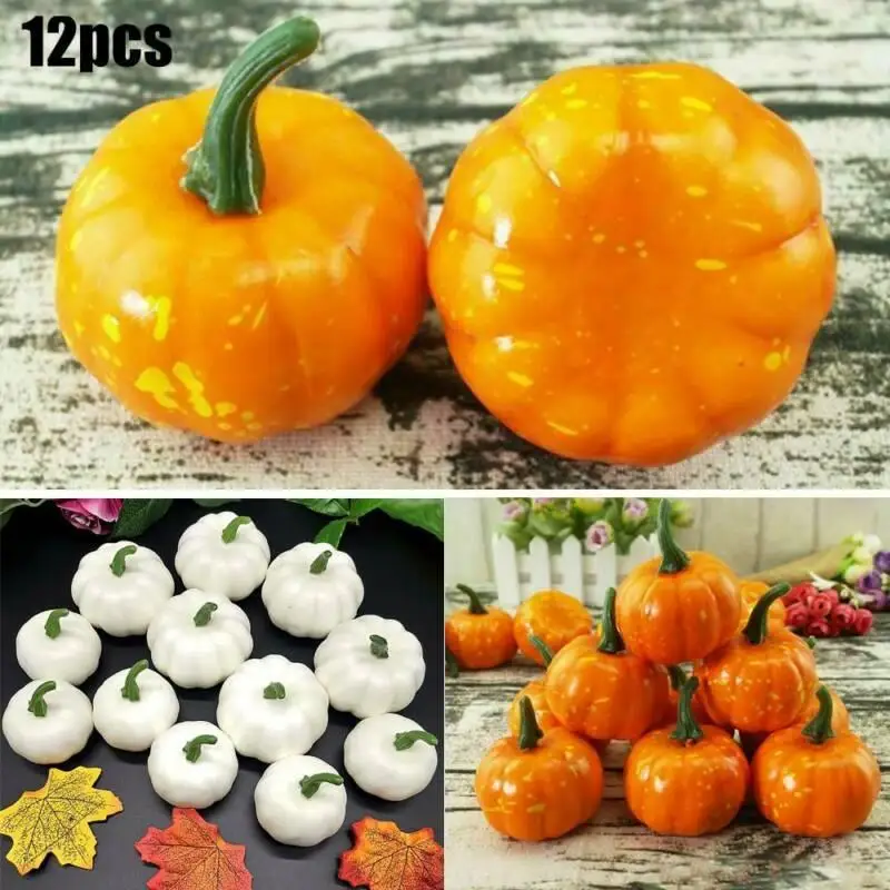

12Pcs Artificial Simulation Foam Pumpkins Decor Halloween Party Garden Festival Decorations Ornament Crafts
