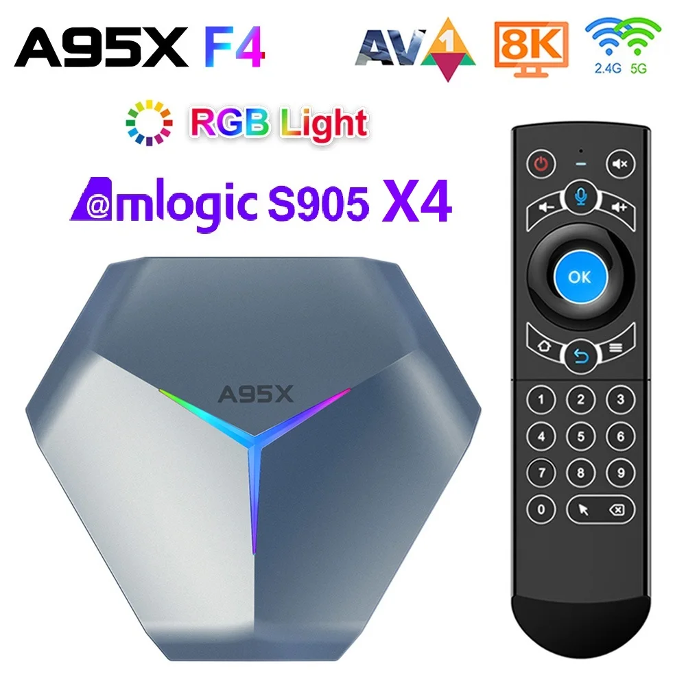 2021 VONTAR A95X F4 Amlogic S905X4 RGB светильник ТВ приставка Android 10 4G 64GB 128GB 32GB Wifi 8K Youtube