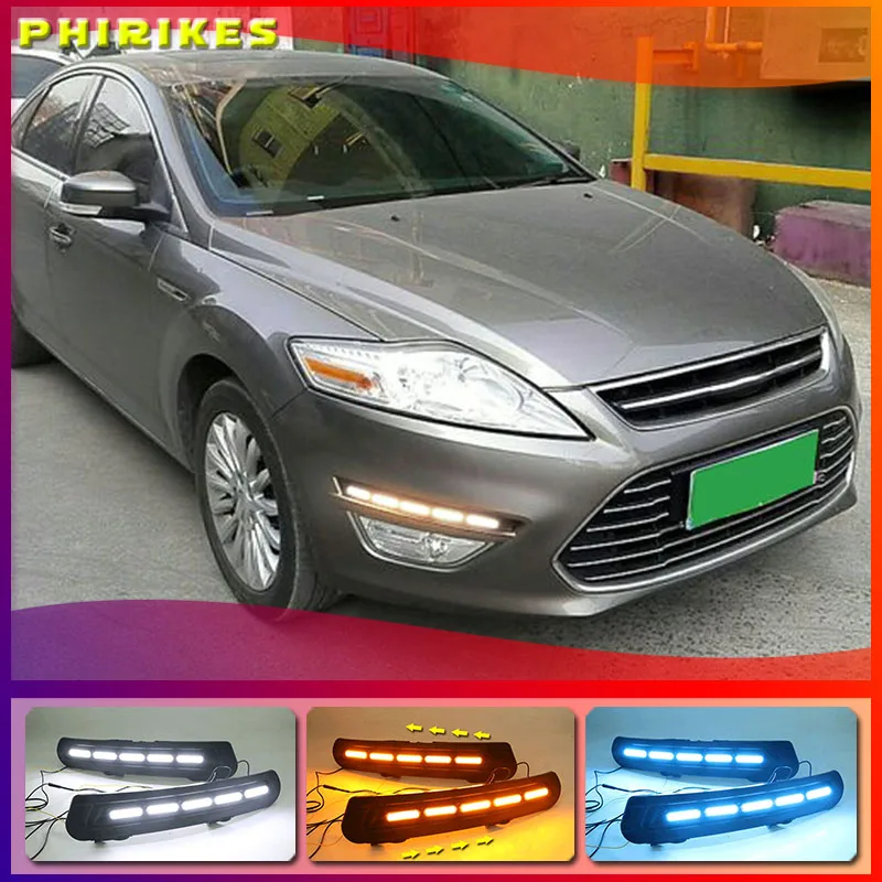 

LED For Ford Mondeo 2011 2012 2013 Driving Daytime Running Light DRL fog lamp 12V Relay Daylight With Turn Yellow Signal