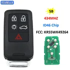 Новый Сменный 5-кнопочный пульт дистанционного управления автомобильный смарт ключ-брелок KYDZ 434 МГц ID46 чип для Volvo XC60 S60 S60L V40 V60 S80 XC70 неразрезанное лезвие
