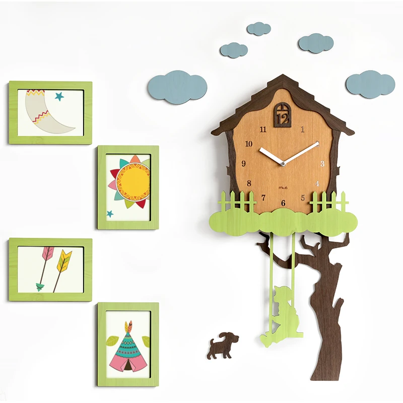 Милые дети современный механизм настенных часов искусства красочные деревянные