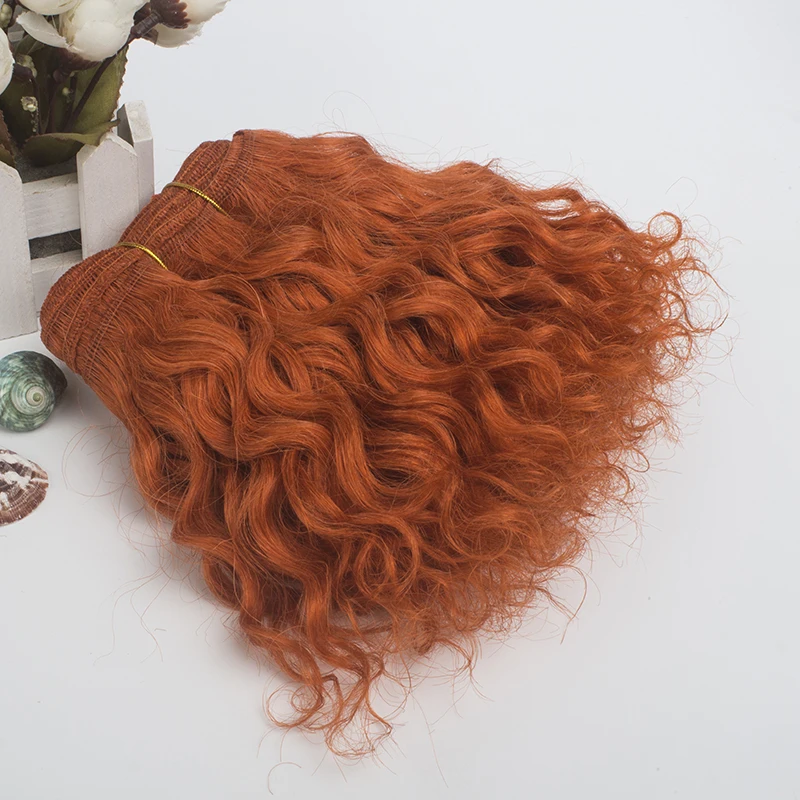 

1 Piece Extension Wool Hair Wefts 18*100cm Yellow White Red Color Curly Doll Hair for BJD/SD DIY Wigs