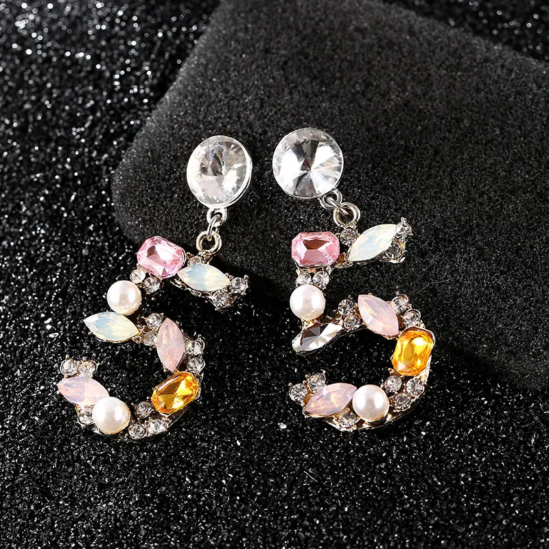 Стильные большие яркие серьги-подвески для женщин 5 цифровых висячих сережек с