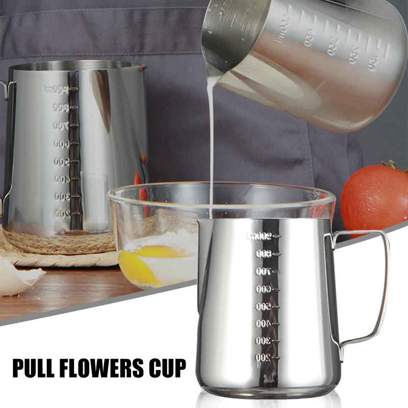 

Milk Frothing Pitcher Stainless Steel Milk Frother Cup Measurements on Side for Latte Art Espresso Machines Cappuccino GQ