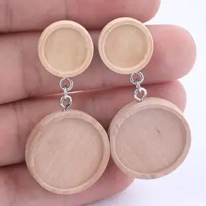 10 шт подходит 12 мм 20 мм круглая стеклянная кабошон деревянная серьга заготовки Diy ювелирных изделий