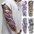 Большая татуировка на рукавах японской прайны, карпа, дракона, водонепроницаемая временная татуировка, стикер, Бог, боди-арт, полностью поддельные тату для женщин и мужчин