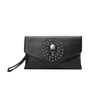 skeleton women clutch bag brand large capacity casual pu leather hand bags business rivet clutches purse