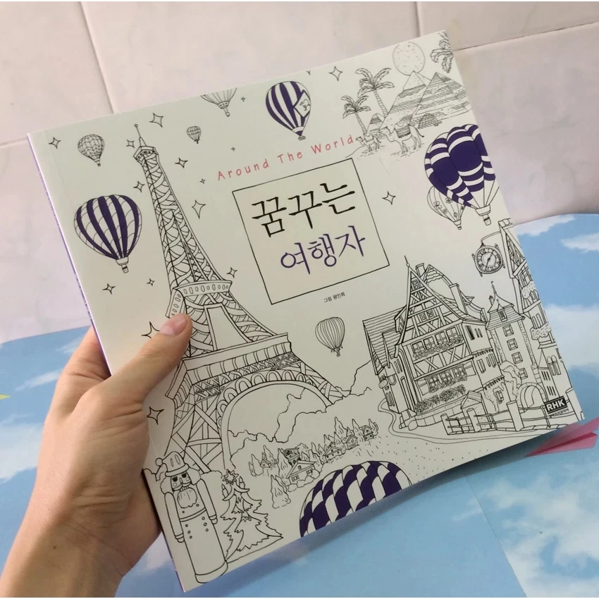 

64 pages Around The World Colouring Book Secret Garden Coloring Book For adults children Relieve Stress Graffiti Drawing Book