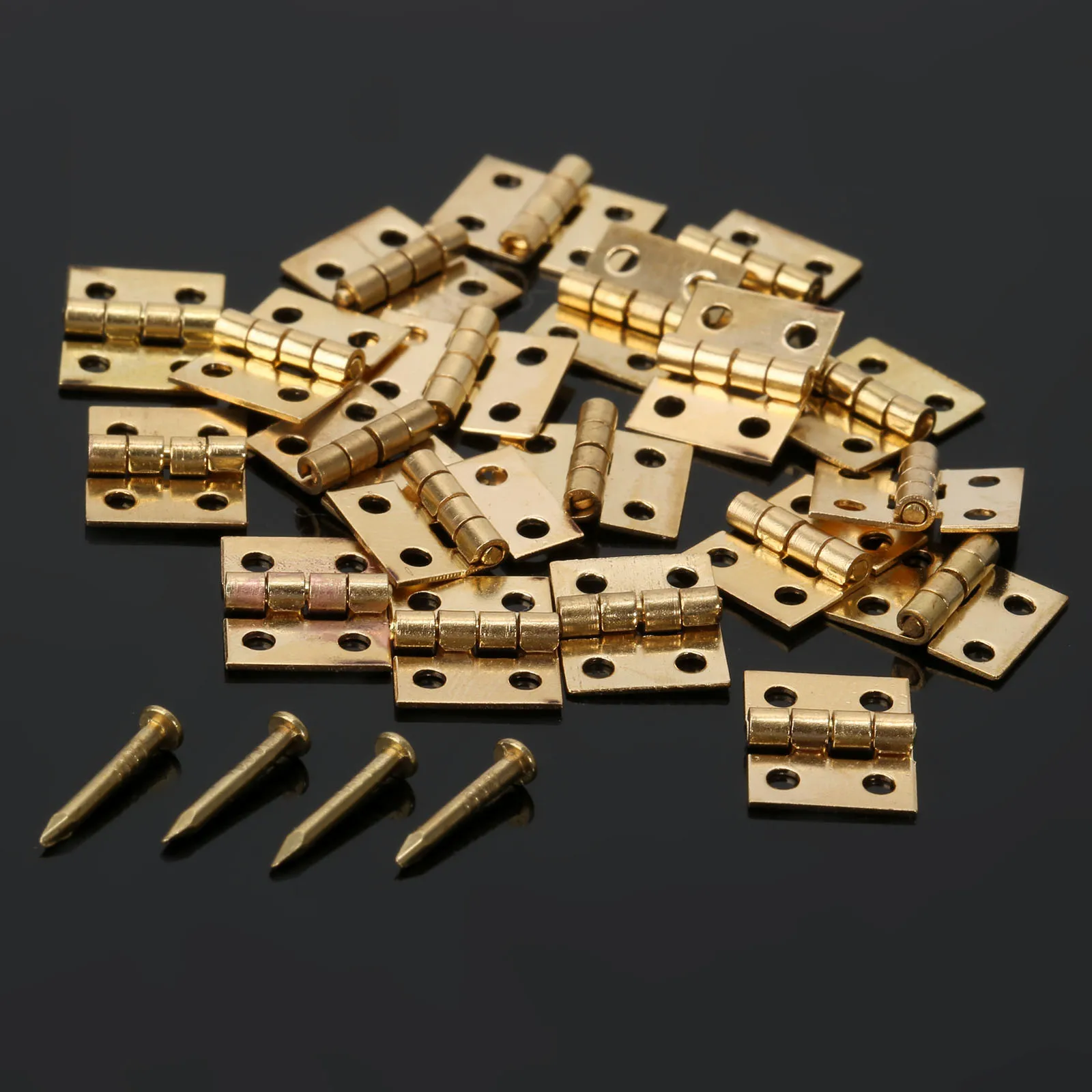 20Pcs Brass Mini Cupboard Hinge Furniture Fittings Decorative Jewelry Wood Box Cabinet Door Hinges Hardware 10x8mm | Обустройство