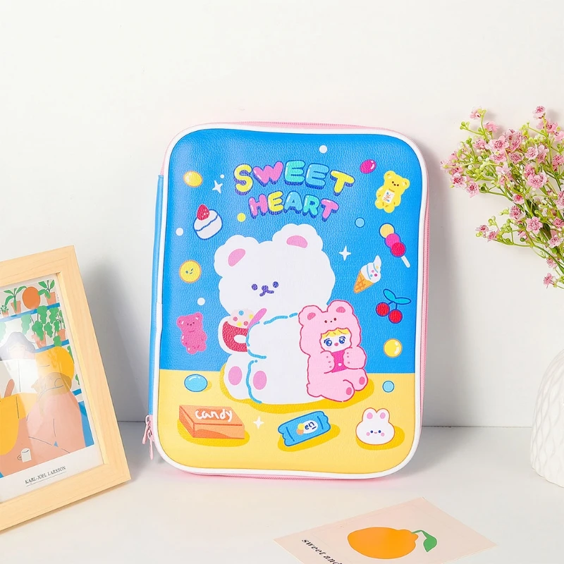 

Korean Cartoon Laptop Faux Leather Sleeve Carrying Case Tablet Cover Pouch Zipper Bag 9.7-11 Inch Notebook Organizer