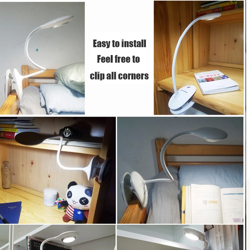 Настольная лампа Panasonic с клипсой светодиодный сенсорный выключатель 3 режима