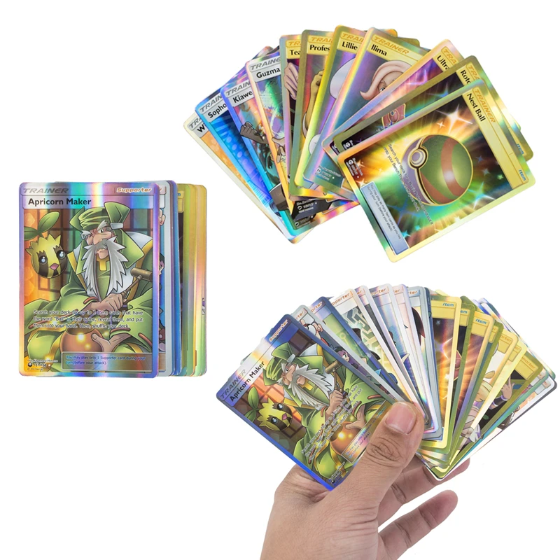 Juego de Pok&eacute;mon entrenador sin repetir, juego de batalla, juego de colecci&oacute;n brillante en ingl&eacute;s, juguetes de tarjetas ENERGY GX VMAX EX, 10 Uds.-0