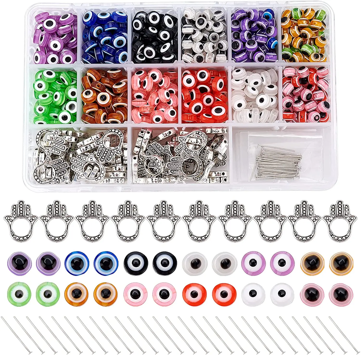 

Набор из 820 бусин, 400 плоских бусин, 320 круглых бусин, 50 шармов и 50 шт. комплектов для изготовления ювелирных изделий своими руками