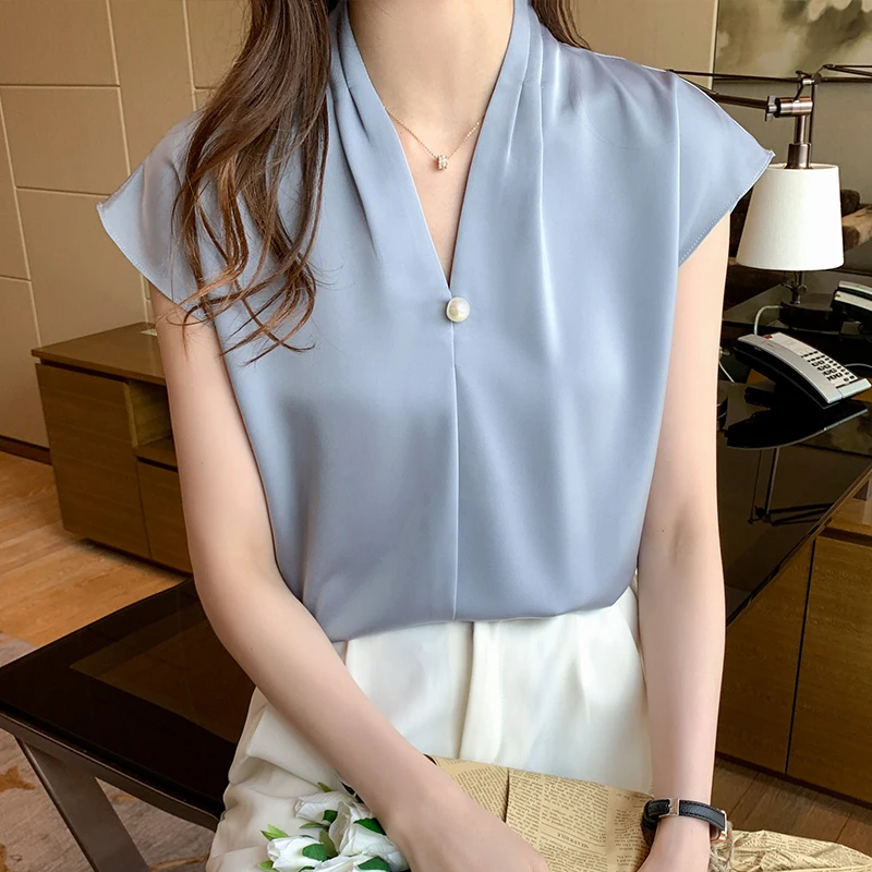 

Женские Летние Новые Топы 2021, тонкая и свободная темпераментная рубашка с коротким рукавом