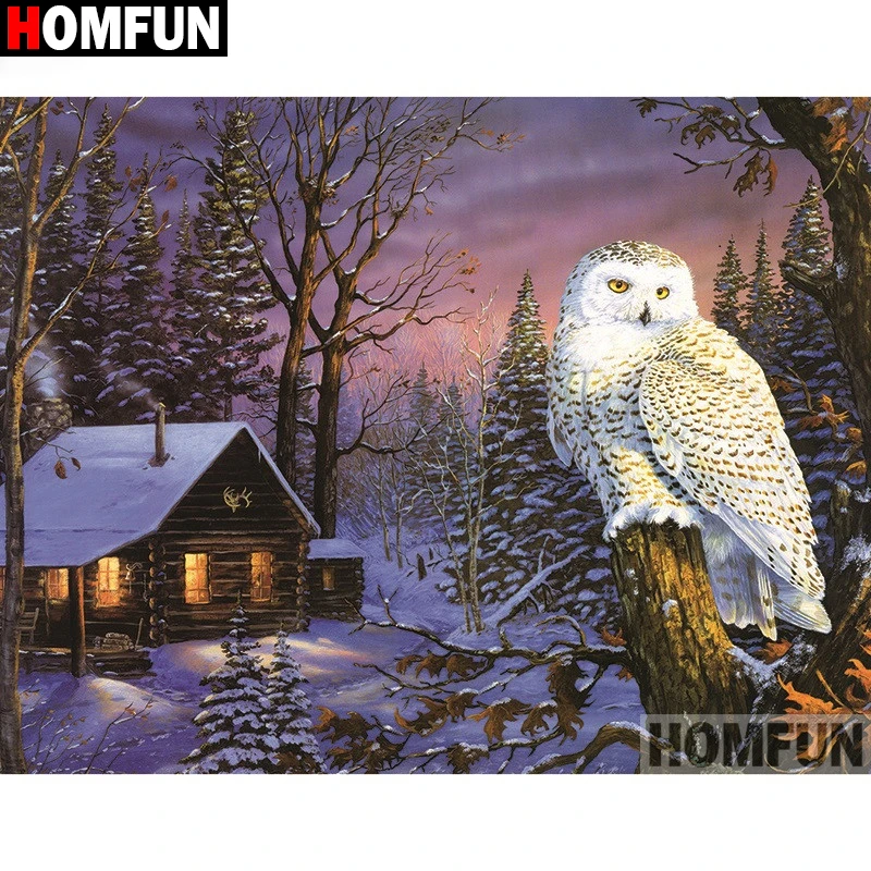 Алмазная 5D Вышивка HOMFUN сделай сам полноформатная картина Дом сова