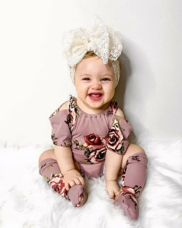 Милое боди для новорожденных девочек 0 24 м цветочный короткий рукав комбинезон