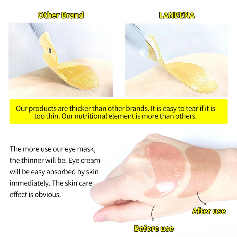 

LANBENA Eye Mask 60 PCS Collagen Eye Patch Skin Care Hyaluronic Acid Gel Moisturizing Retinol Anti Aging Remove Dark Circles New