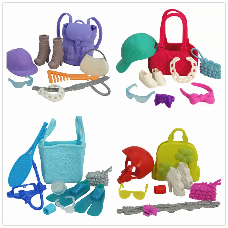 

9 pieces/set of mini doll accessories dress up hats/glasses/bags/shoes high quality doll house children's educational toys gifts