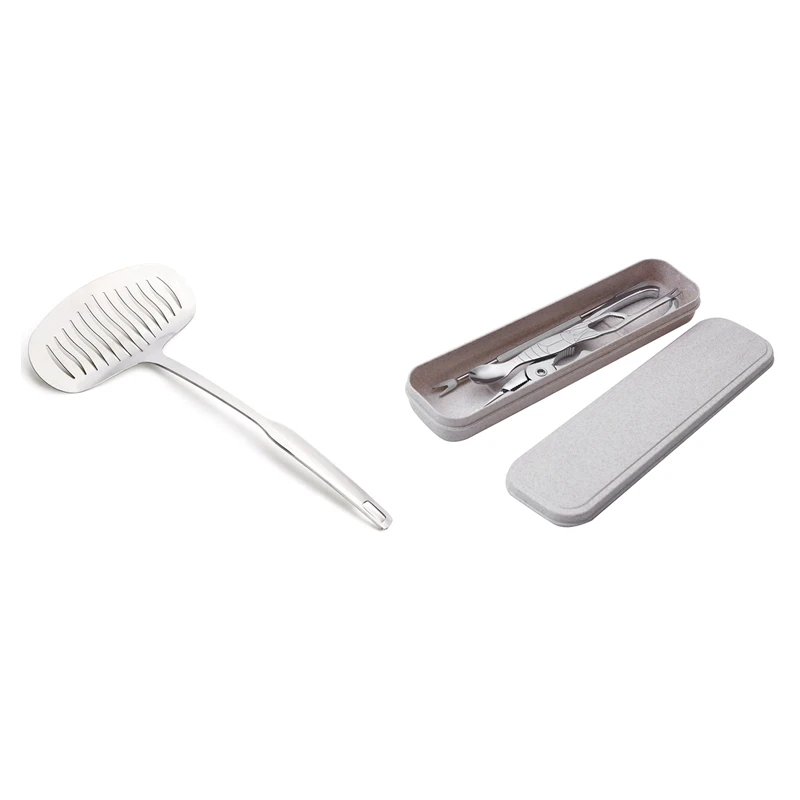 

1 Pcs Stainless Steel Steak Meat Spatula Shovel & 1 Set Spoons with Box Seafood Tool Clamp