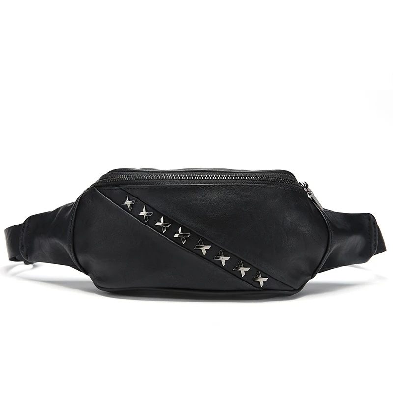 Black Waist bag Новая поясная сумка модная мужская нагрудная сумка рюкзак Локомотив стиль хип-Пакет Поясная Сумка из искусственной кожи сумка формы «банан» - Цвет: Black Waist bag