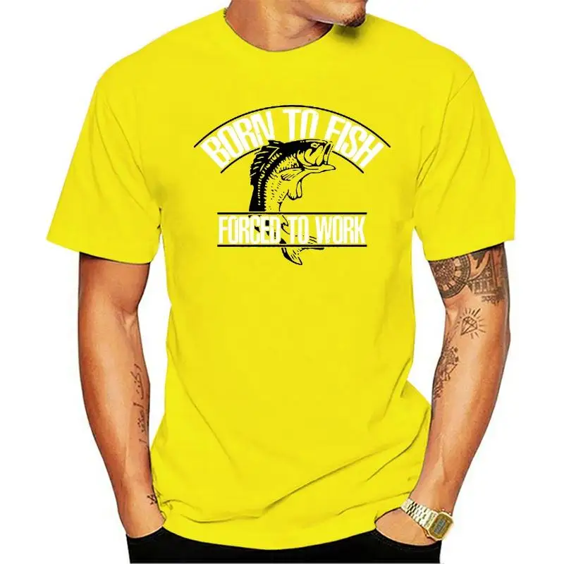 

Womens Black T-shirt Born To Fish Forced To Work Funny Fishing T-shirt Classic Unique Tee Shirt Deliver Print T Shirt Men