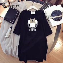 Minnie Print Plus Size Summer Mini Dresses for Women Cartoon Fashion Loose Harajuku Club Party Black Dress Robe Femme Vestidos