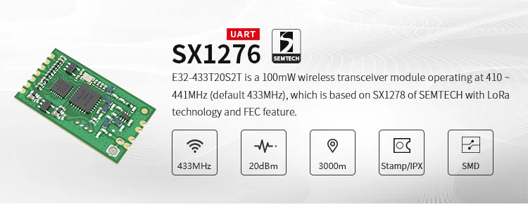 LoRa 433 МГц SX1278 SX1276 приемопередатчик беспроводной радиочастотный модуль E32-433T20S2T 3 км дальний радиочастотный передатчик и приемник 433 МГц