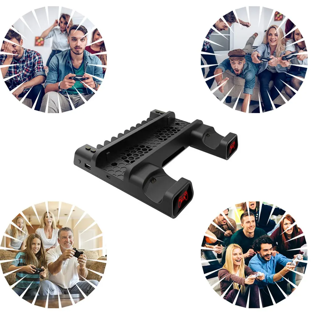 

PS4 Slim/PS4 Pro Dual Controller Charger Console Cooling Stand Charging Station Cooling Base With LED For SONY Playstation 4