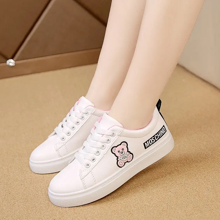 Женские модные белые туфли на плоской подошве в Корейском стиле новый стиль