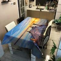 psychedelic sunset bridge tablecloth 3d print polyester waterproof rectangular kitchen dinner cloth picnic mat cover home decor