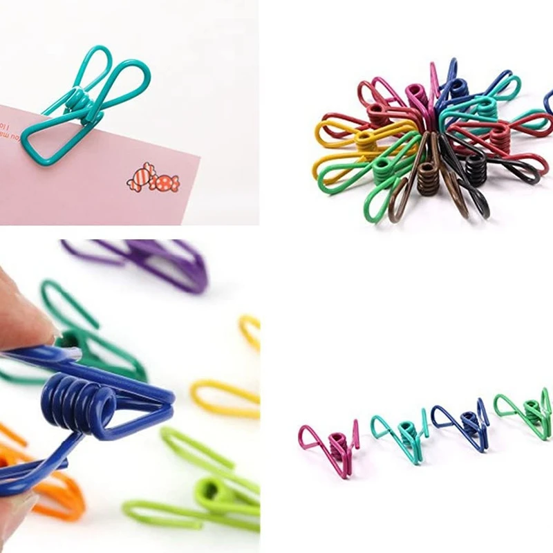 

Assorted Colors Utility Clips Holders Steel Wire Clips for Clothes Line, Bag Sealing, Paper Clips, Kithch Clips 60PCS
