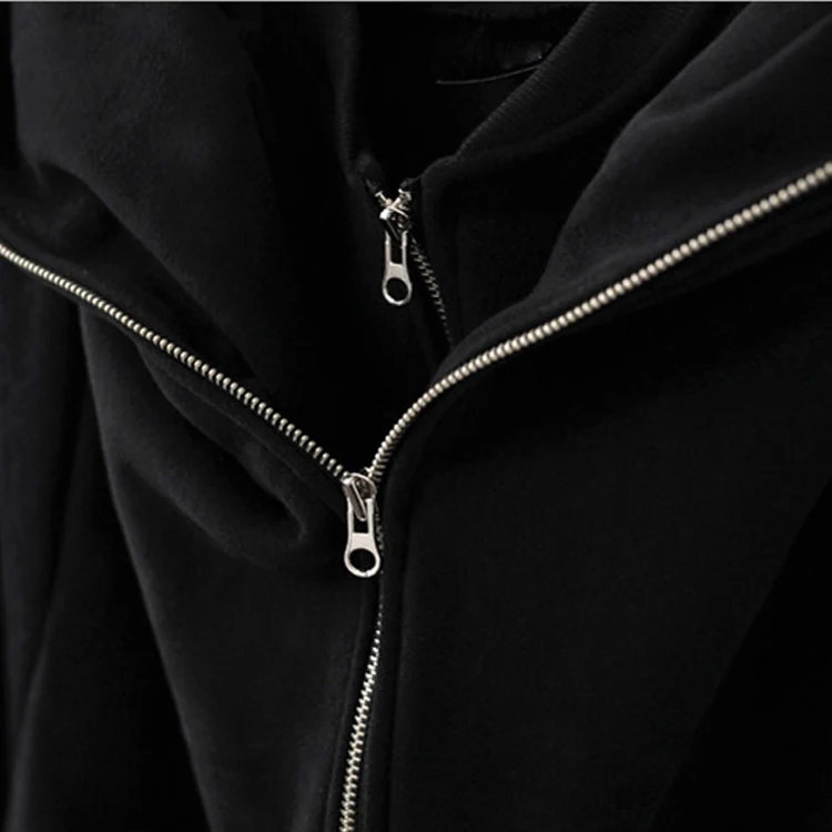 

2020 Cotton Thick Fleece Long Hoodies Sweatshirt Fake-Two Collar Longwomen's Zipper Hooded Hoody Winter Women