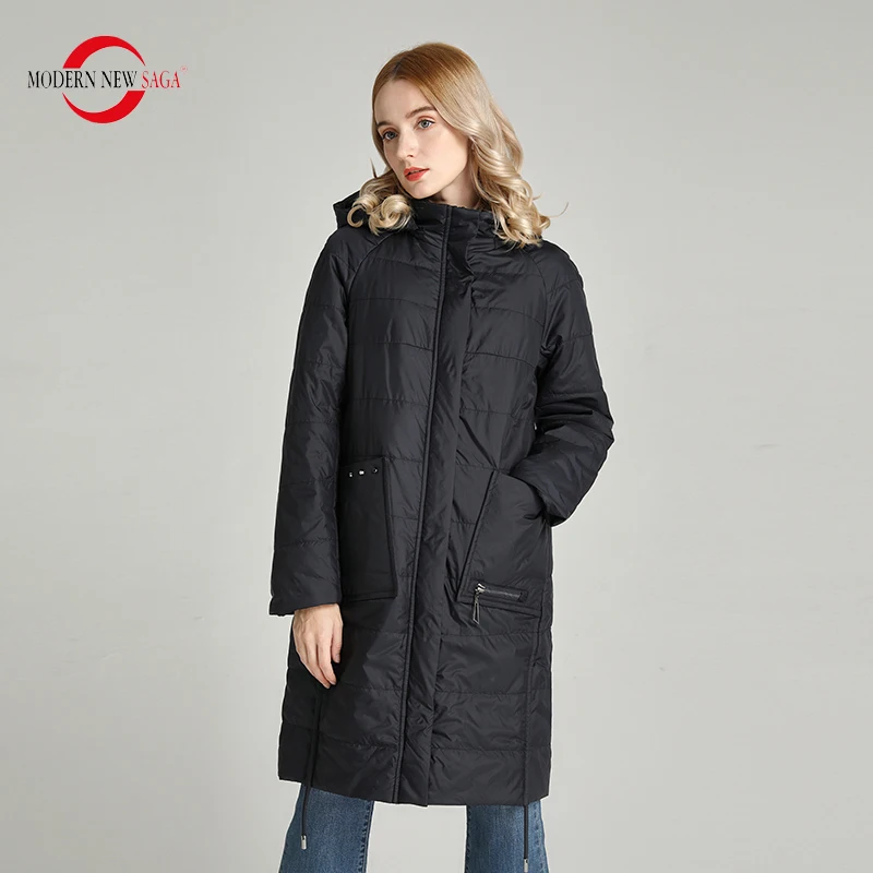 MODERN NEW SAGA 2021 Стеганое Пальто Женское Парка Женская Осень Весна С Капюшоном