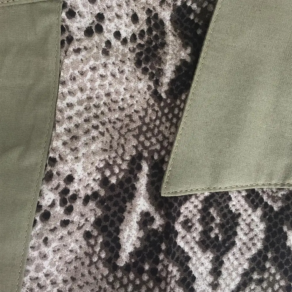 

Summer Snake Animal Print Army Green Blouse And Shirt Rockabilly Mens Turn Down Collar Hip Hop Short Sleeve Shirt Clothing