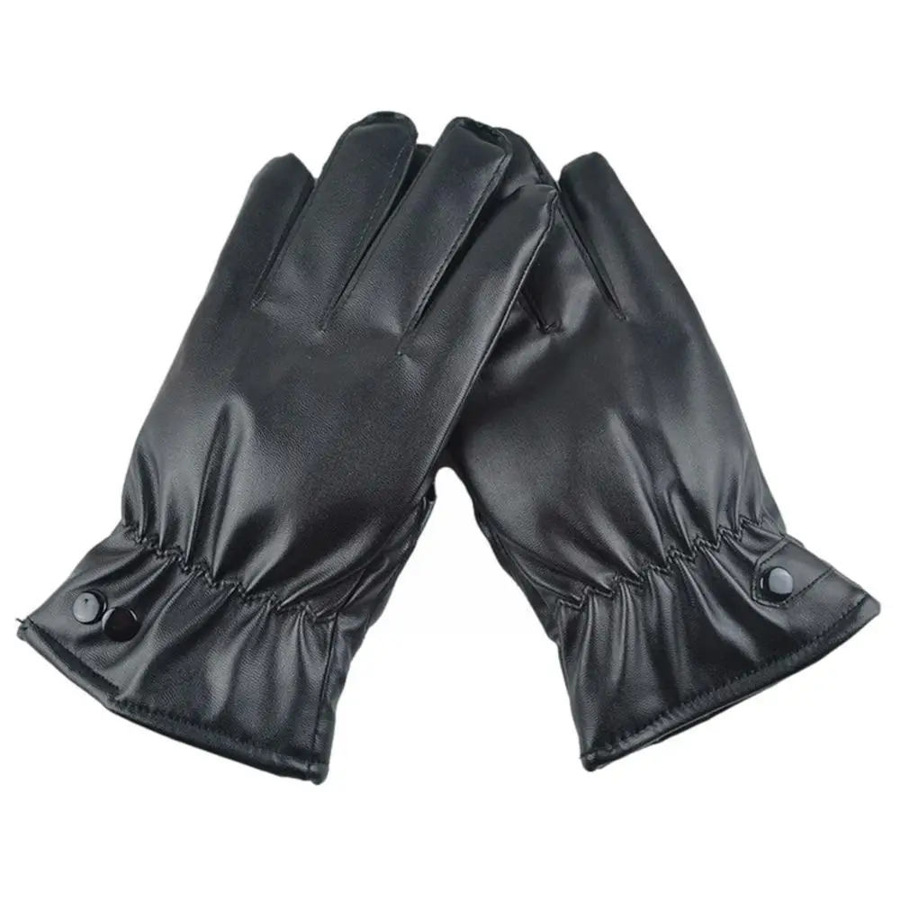 

Men's Gloves Black Winter Mittens Keep Warm Screen Winter Leather Female Gloves Male Guantes Pu Driving Outdoor F5o7