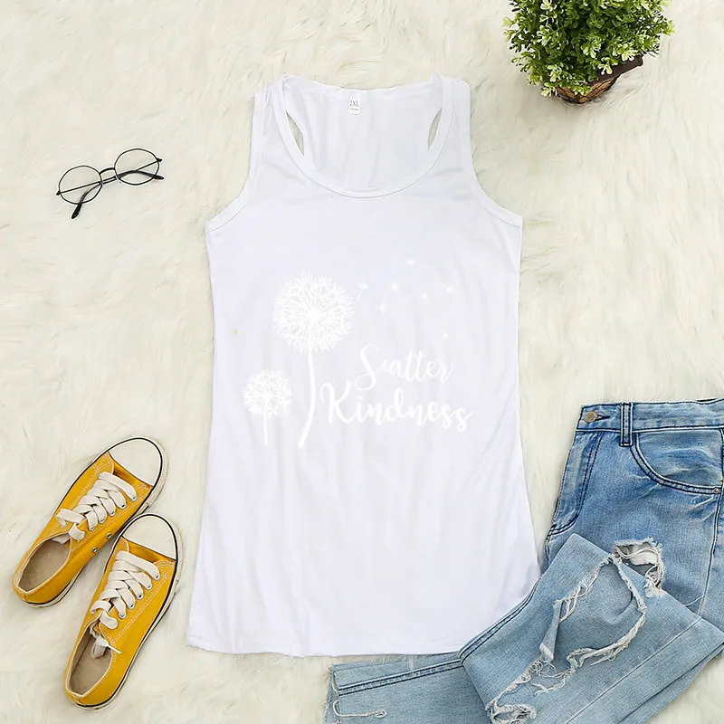 

Dandelion Letter Printed Crop Top Women Sleeveless O Neck Tank Top Summer Ladies Casual Loose Vest Haut Femme Ropa Mujer