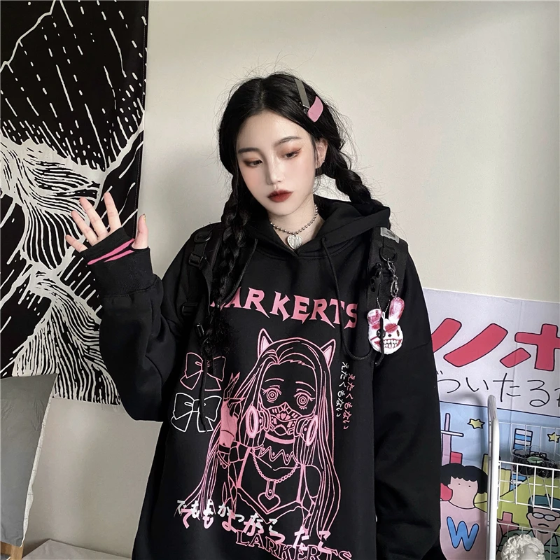 Женские толстовки Kawaii Смешные Мультяшные Ullzang милые аниме оверсайз Толстовка