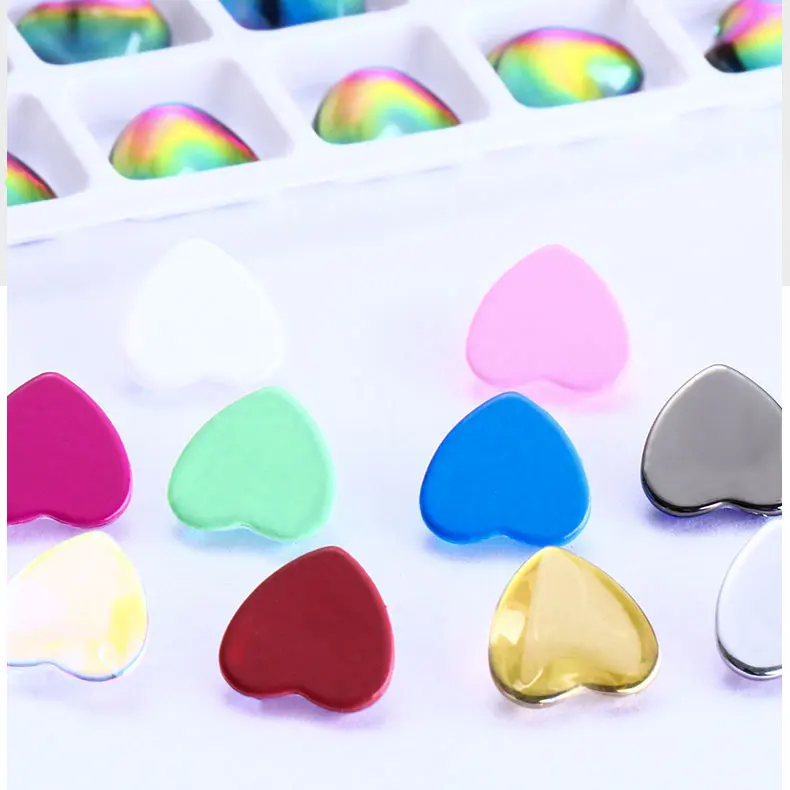 Сделай Сам блестящие Стекло в форме сердца со стразами маникюр патч Стразы 3D Nail Art