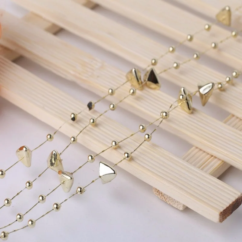 CAMMITEVER 60 Meters Golden Silver Bead Line Artificial Pearls Beads Chain Garland Flowers Wedding Decoration Event Party Supply | Дом и сад