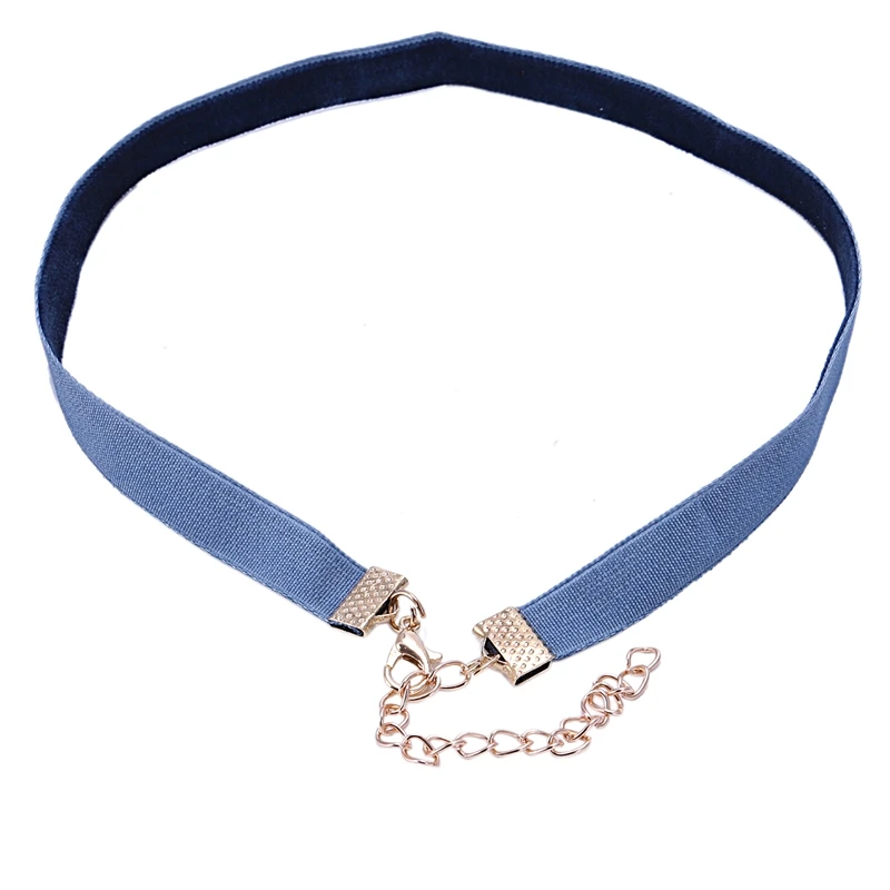 Колье колье бархатное 10 мм темно синий винтажный Готический Фэнтези Гот (темно