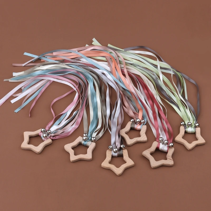 

Hand Ribbon Kite Rainbow Baby Sensory Toys Waldorf Hand Kite Montessori Learning Toy Wooden Baby Rattle Toys