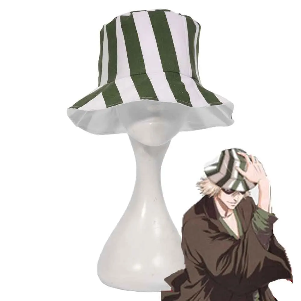 Anime Bleach Urahara Kisuke Cosplay Hat Cap Dome Green and White Striped Summer Cool Hat Watermelon Hat