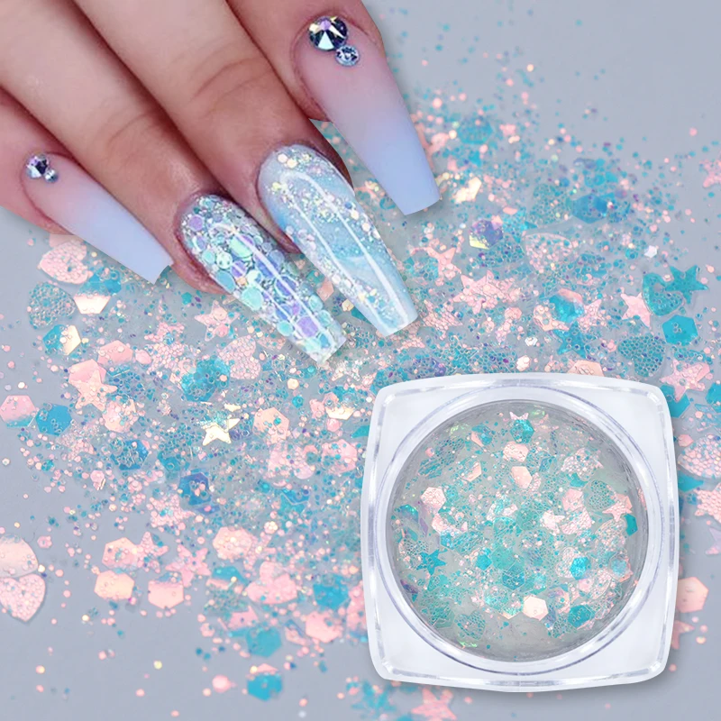 Ur Sugar Star голографический блестящий для ногтей Блестки Серебряные Красочные наконечники блестящие, дизайн ногтей украшения для салона дома DIY