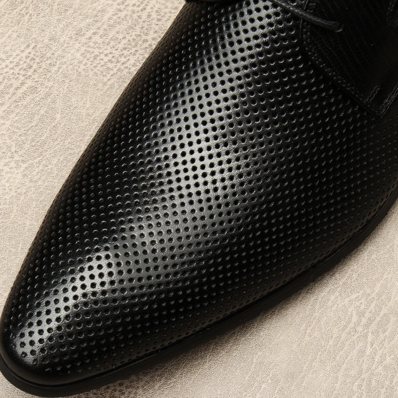 

Large Size EUR45 Hollow Carved Black Summer Black/ Brown Business Shoes Genuine Leather Dress Shoes Mens Wedding Shoes