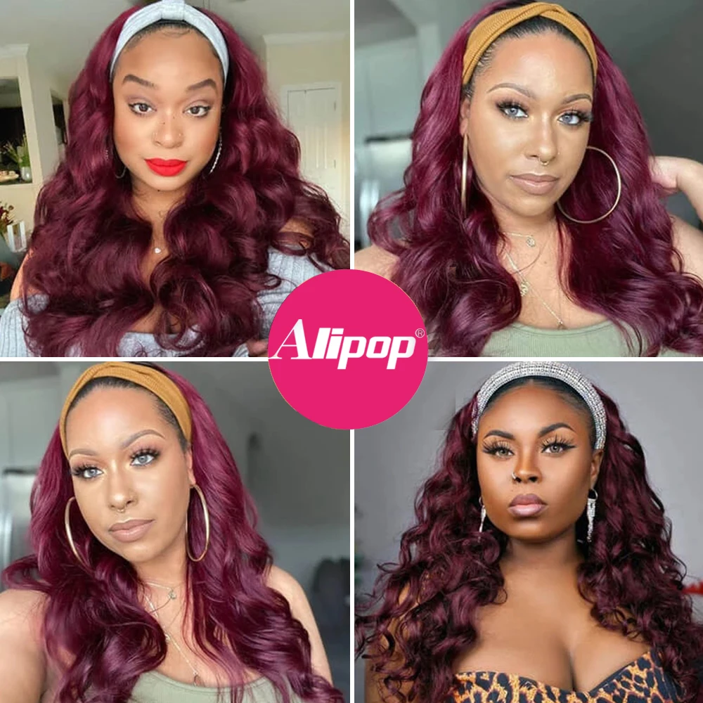 

99J Headband Wig Body Wave Human Hair Wigs For Black Women Brazilian Body Wave Wig With Headband Remy Alipop
